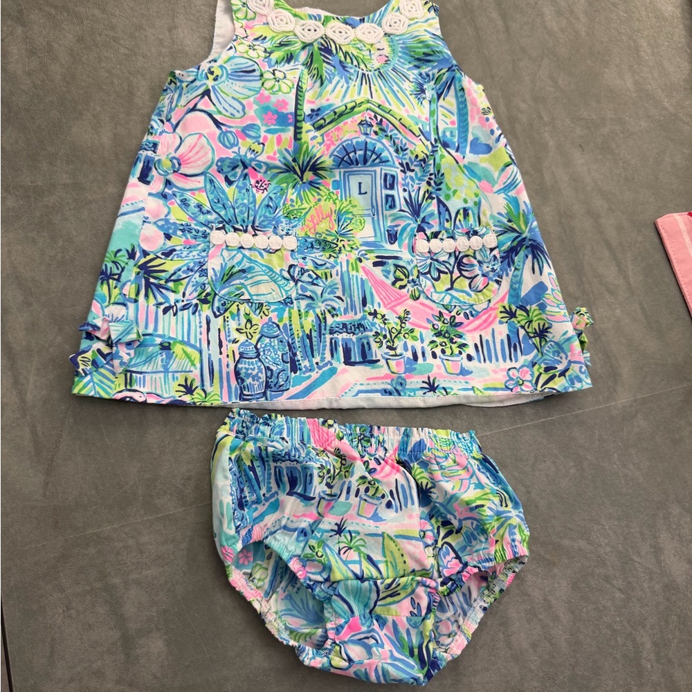 Lilly Pulitzer Pink and Blue Floral Dress Set